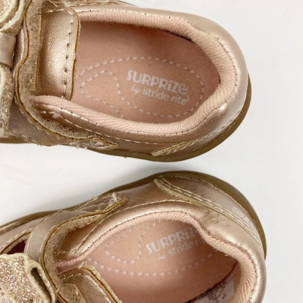 Surprize by Stride Rite Cecillia Glitter Bow Mary Jane Toddler Girls 3 Rose Gold